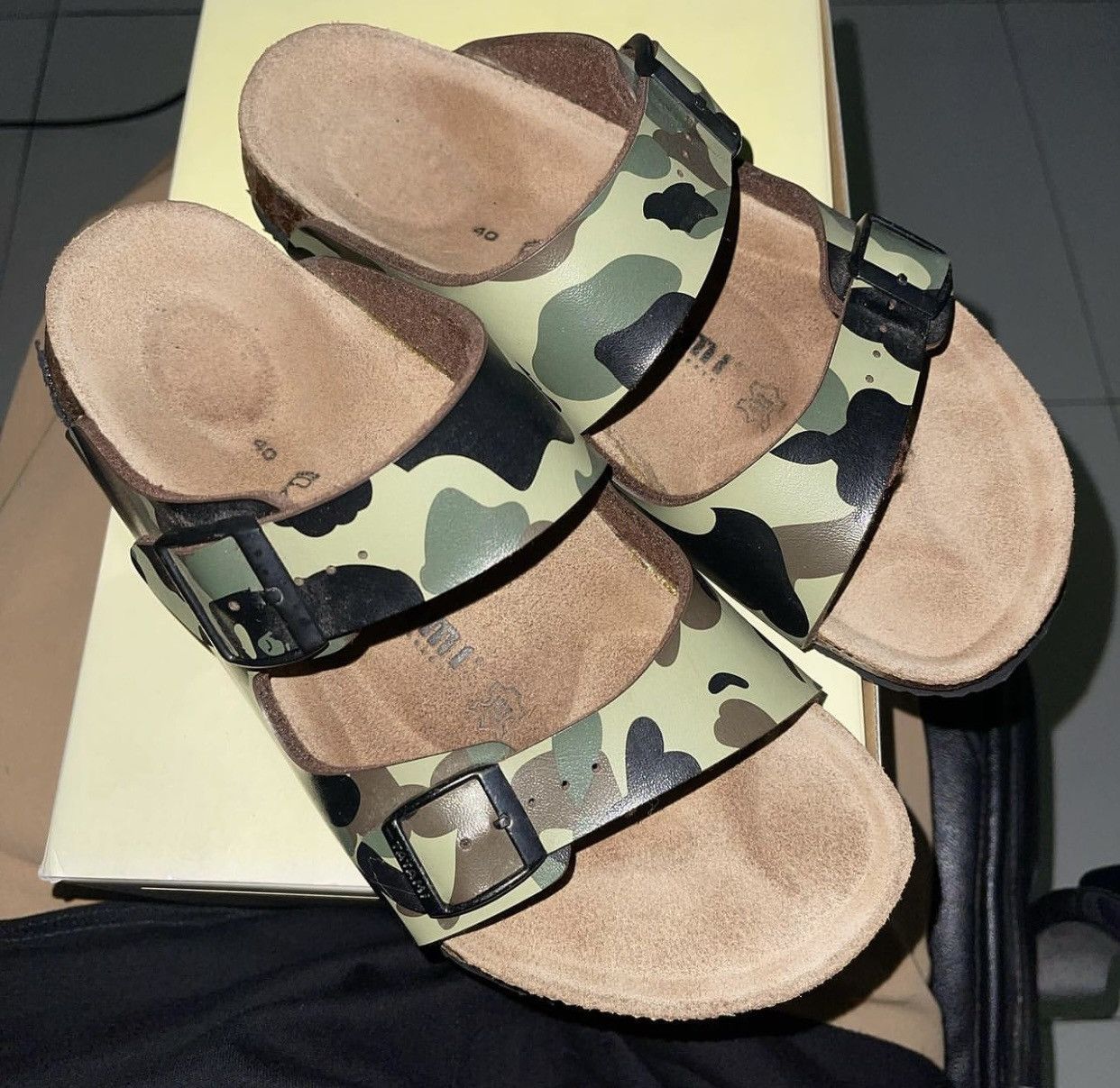 Bape × Birkenstock Bape x Birkenstock Green Camo Tatami Sandals Rare 2006 |  Grailed