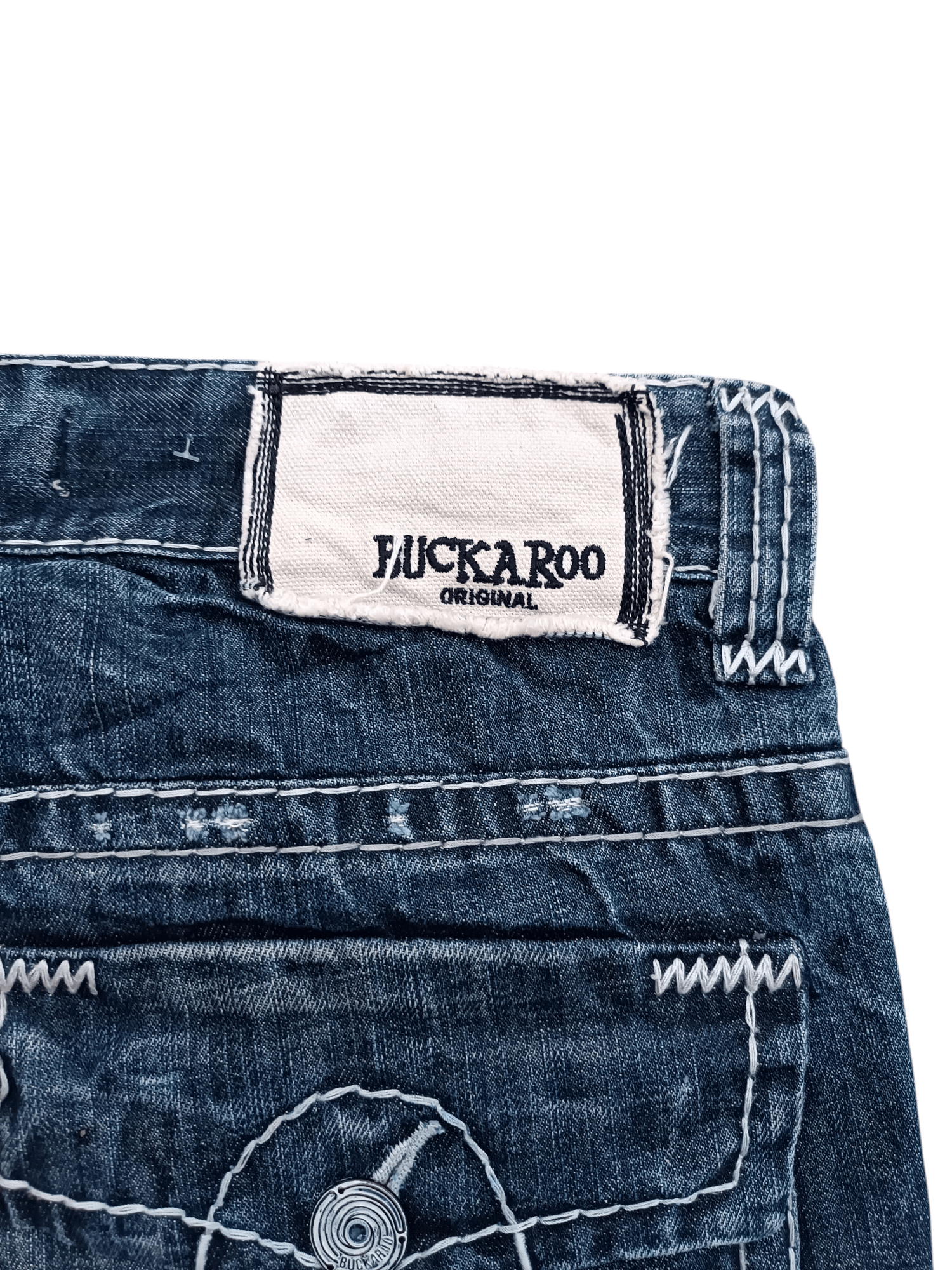 Japanese Brand FLARED💥BUCKAROO DISTRESSED DENIM PANT Size US 35 - 17 Thumbnail