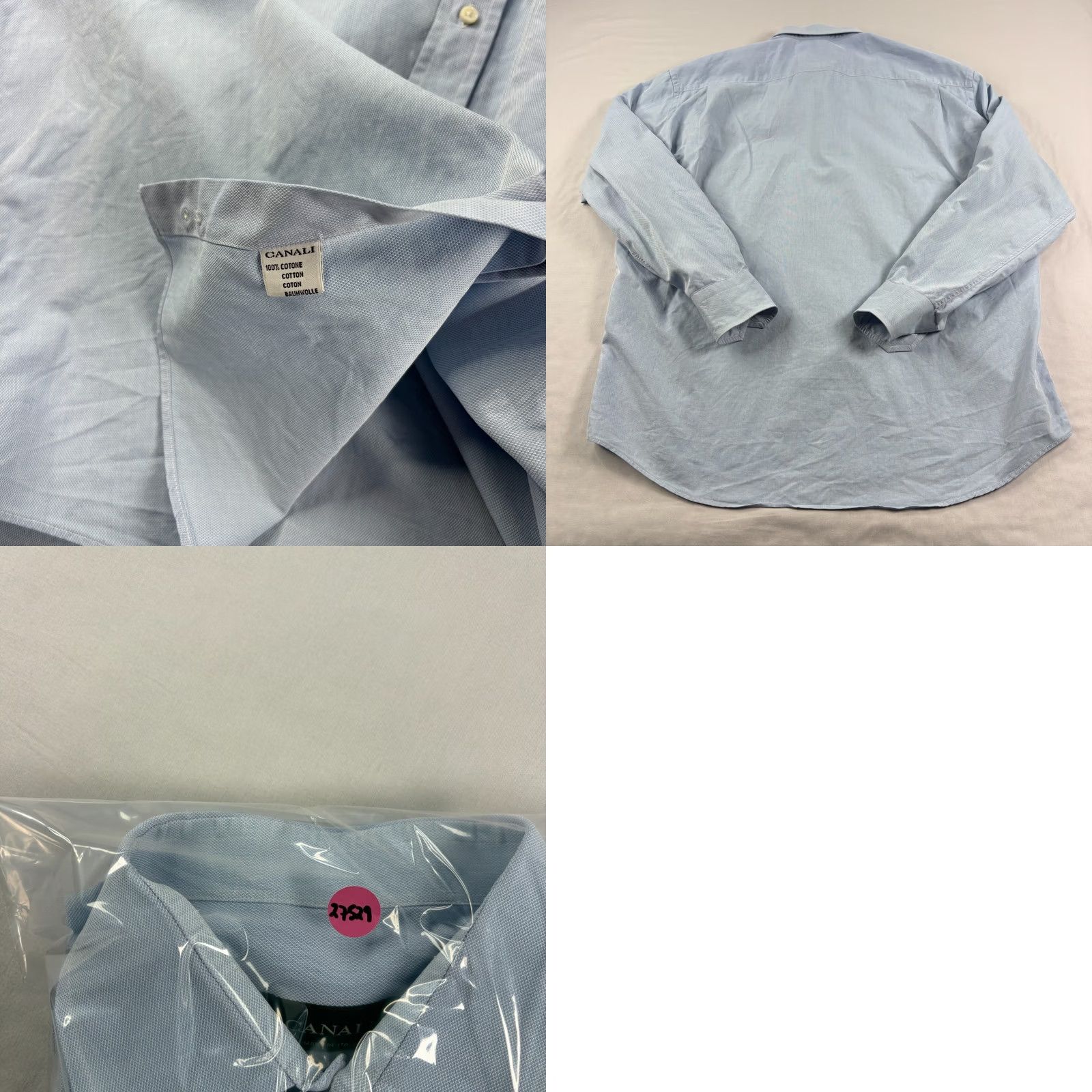 Canali Canali Shirt Mens 44 17.5 Blue Button Up Long Sleeve Formal Casual Italy Made Size 48R - 8 Thumbnail