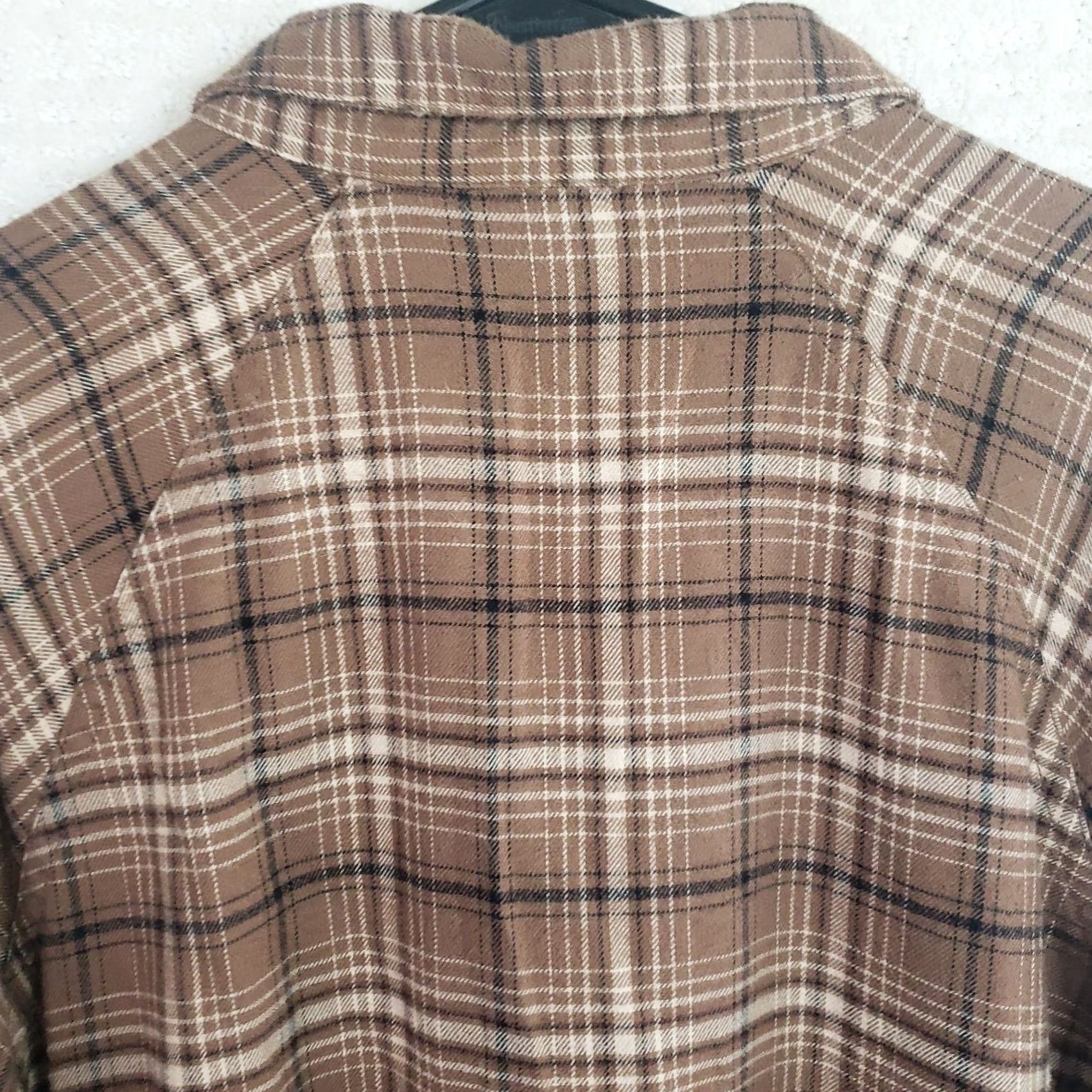 Vintage Wild Fable Women's Brown Plaid Long Sleeve Button Up Flannel Shirt XXL Polyester Rayon Size XXL / US 16-18 / IT 52-54 - 7 Thumbnail
