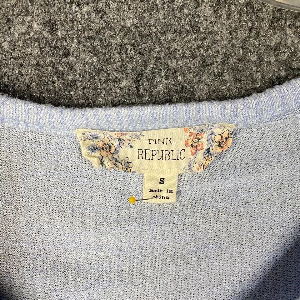 Other Pink Republic Blouse Women's Small Long Sleeve Blue Rayon S Size S / US 4 / IT 40 - 3 Thumbnail