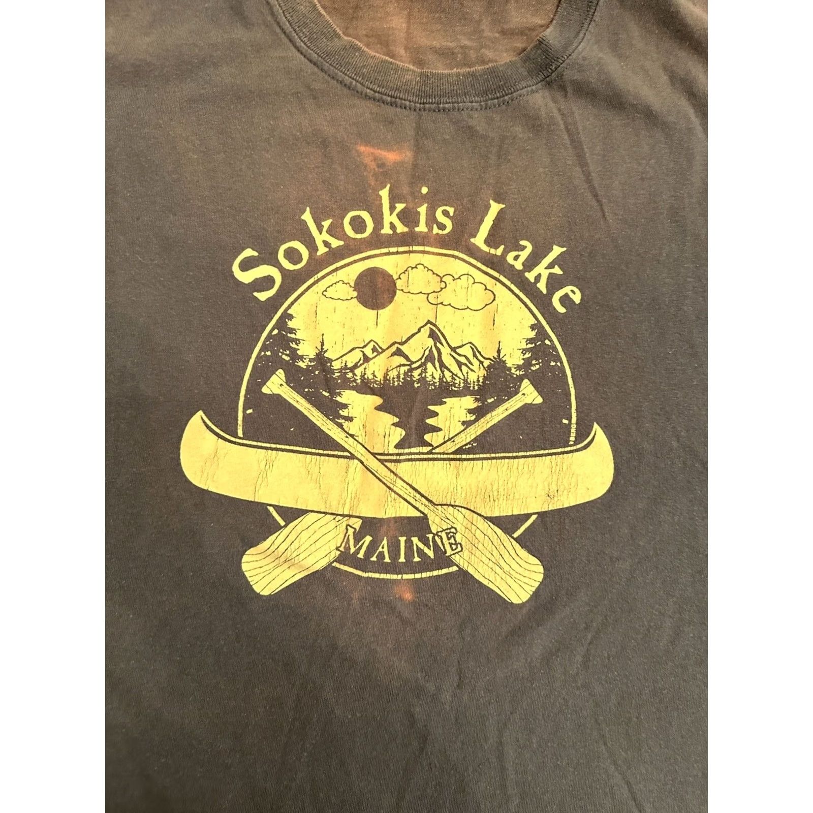 Vintage Destination Sokokis Lake Maine T-Shirt Size L Distressed Sun Fade Gray Mens Size US L / EU 52-54 / 3 - 2 Thumbnail