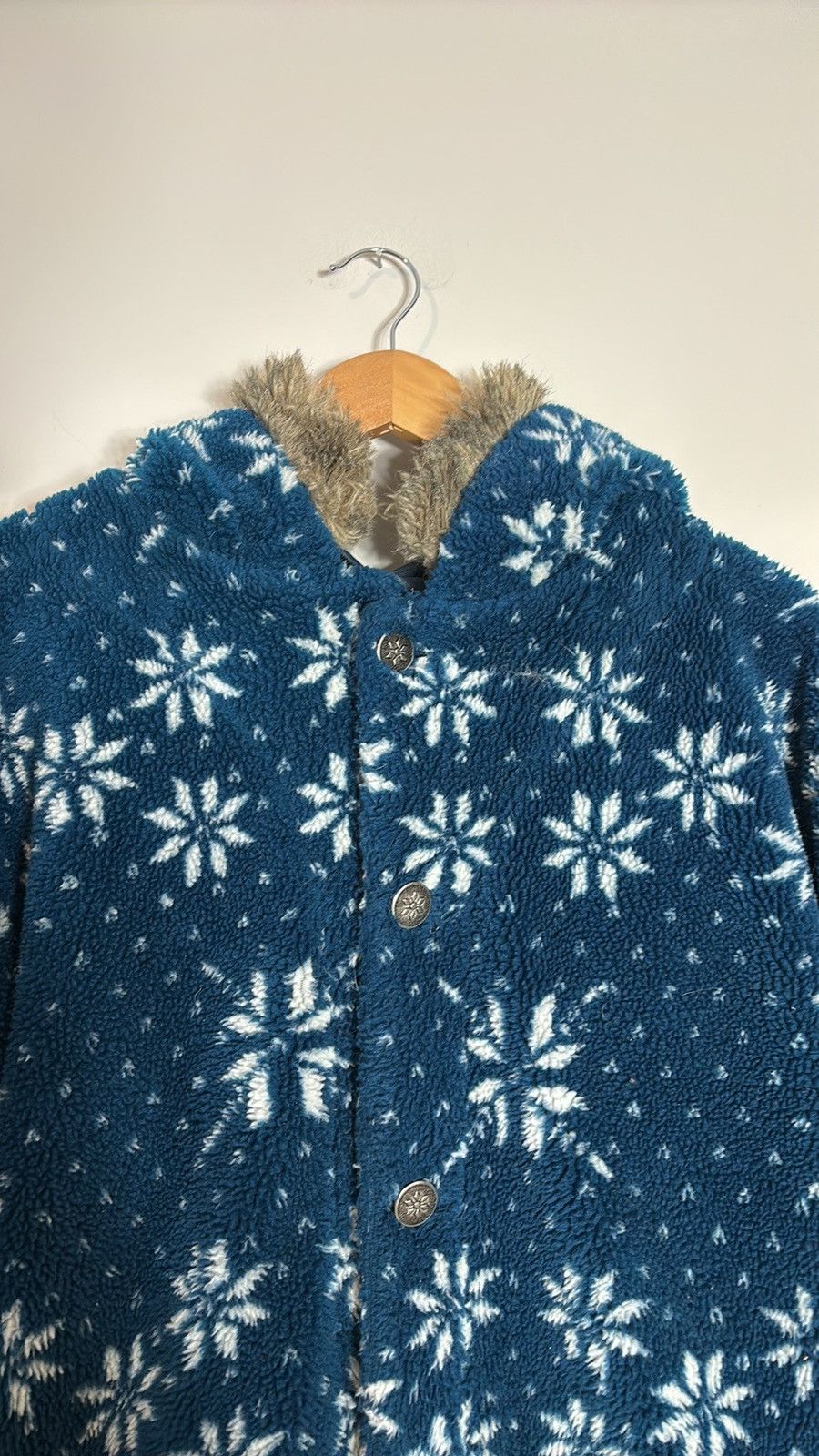 L.L. Bean Vintage LL Bean Snowflake Sherpa Fleece Jacket Fur Hood Rare Size US L / EU 52-54 / 3 - 2 Thumbnail