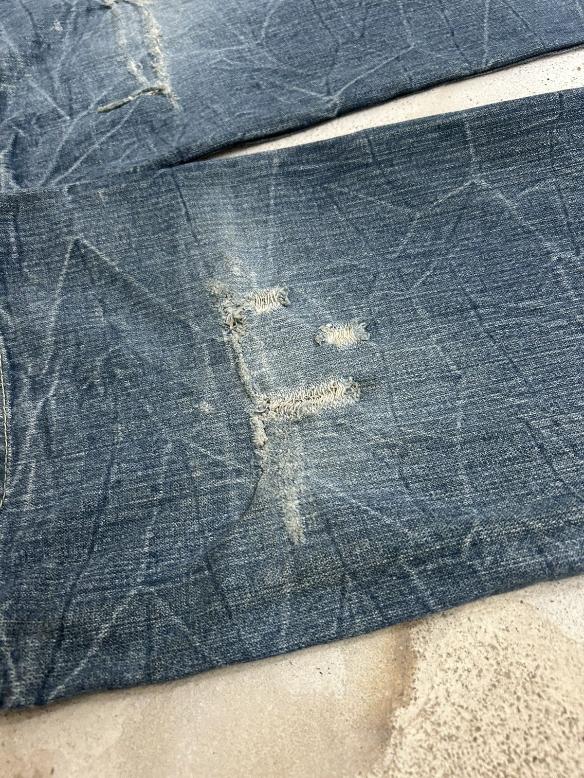 Le Grande Bleu (L.G.B.) Vintage Daily Topics Rainbow Baggy Distressed Washed Whisker Size US 33 - 11 Thumbnail