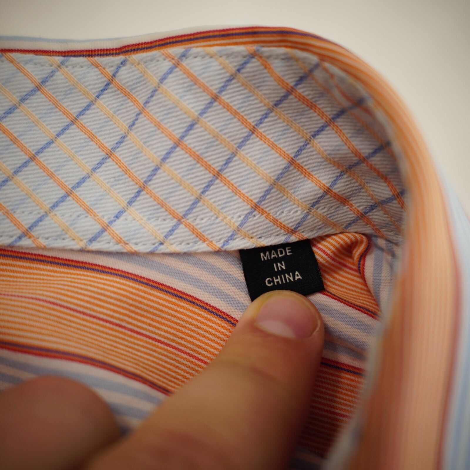 Tailorbyrd Tailorbyrd Orange Blue Striped Flip Cuff Pocket Large Collar Size US L / EU 52-54 / 3 - 11 Thumbnail