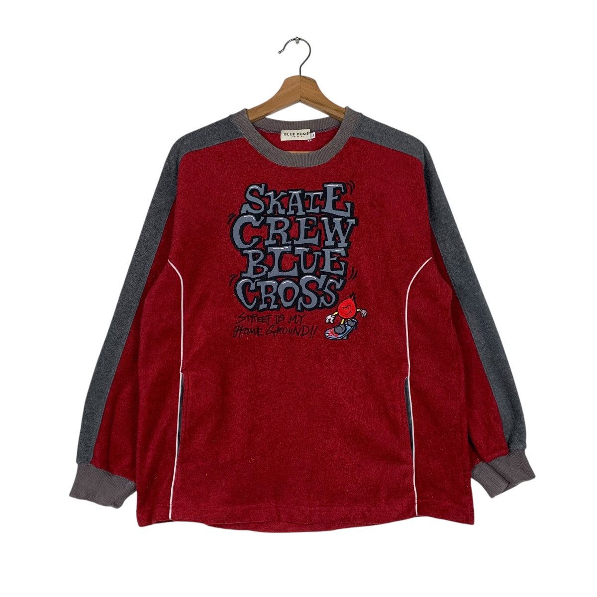 Japanese Brand Skate Crew Blue Cross Sweatshirt Size US M / EU 48-50 / 2 - 1 Thumbnail