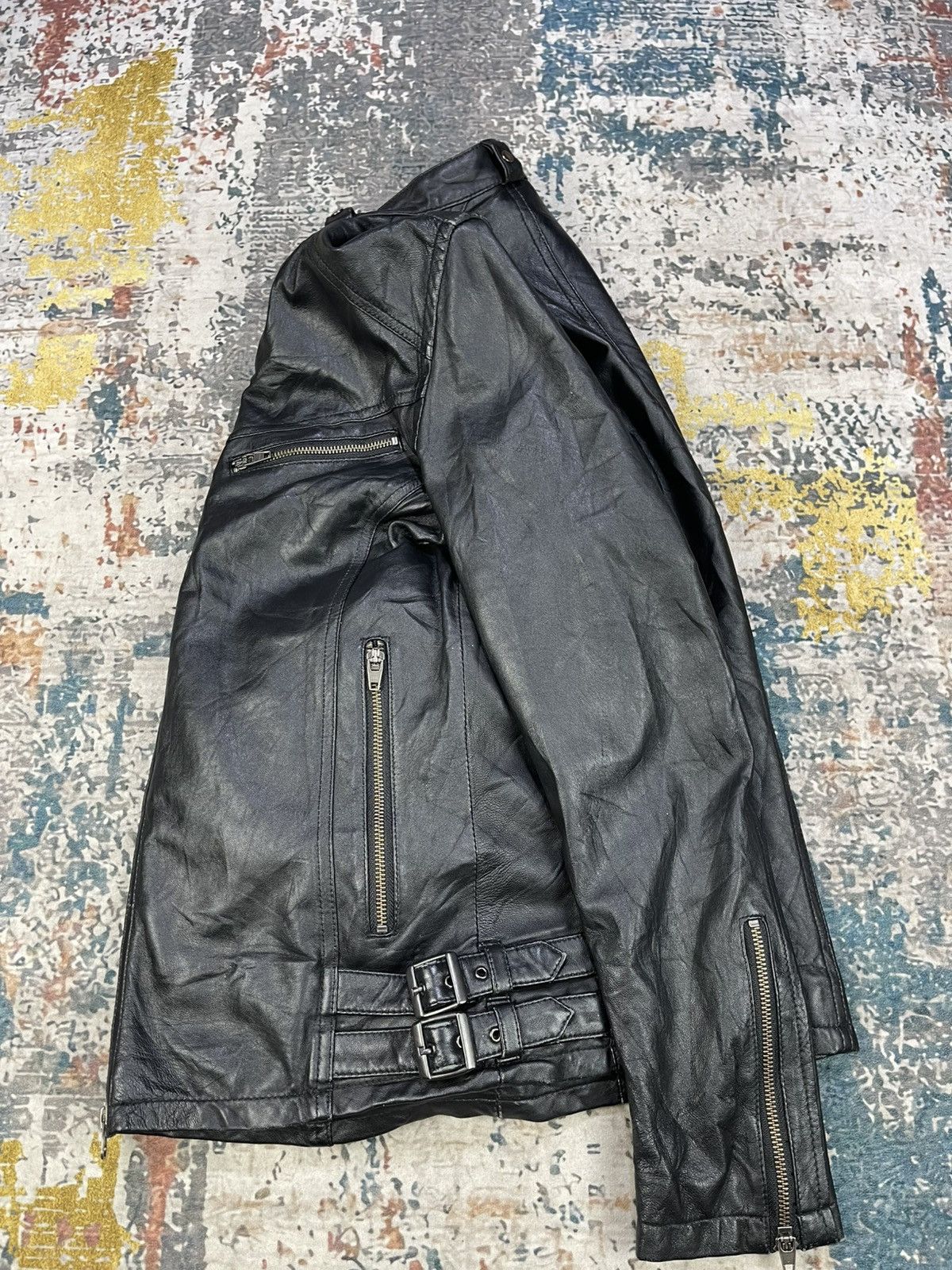 JACKROSE Jackrose Black Leather Half Belted Rider Jacket Size US S / EU 44-46 / 1 - 4 Thumbnail