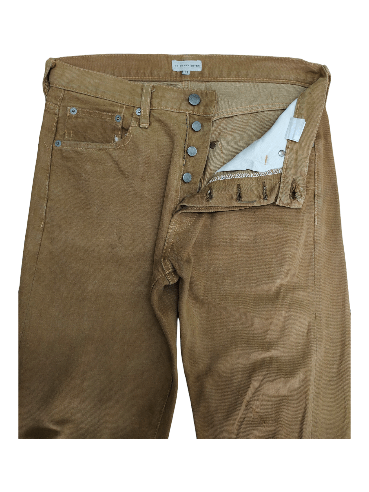 Dries Van Noten 1990s Dries Van Noten Persimmon Selvedge Distress Jeans Size US 30 / EU 46 - 9 Thumbnail