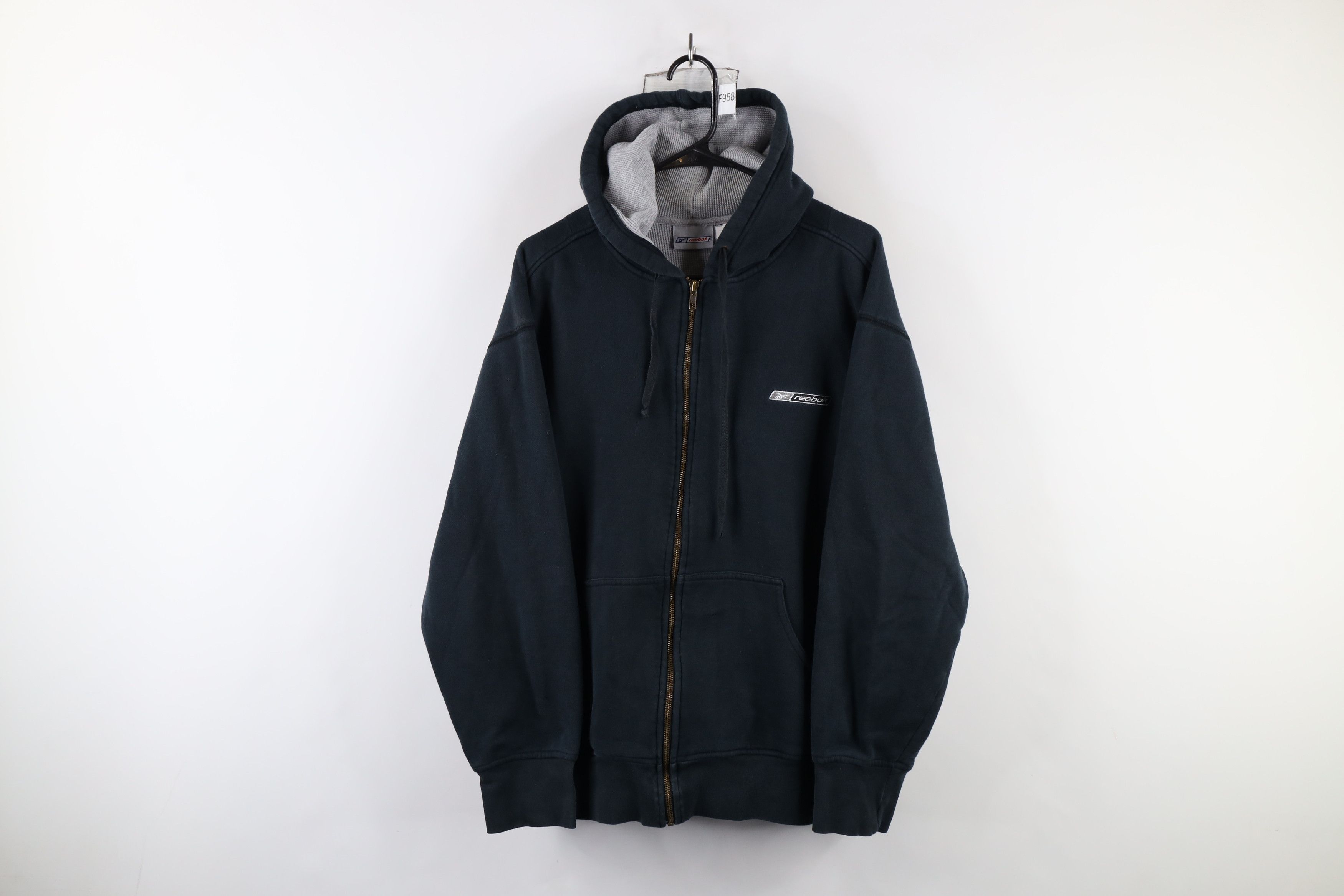 Reebok × Vintage Vintage 90s Reebok Spell Thermal Waffle Knit Lined Hoodie Size US M / EU 48-50 / 2 - 1 Thumbnail