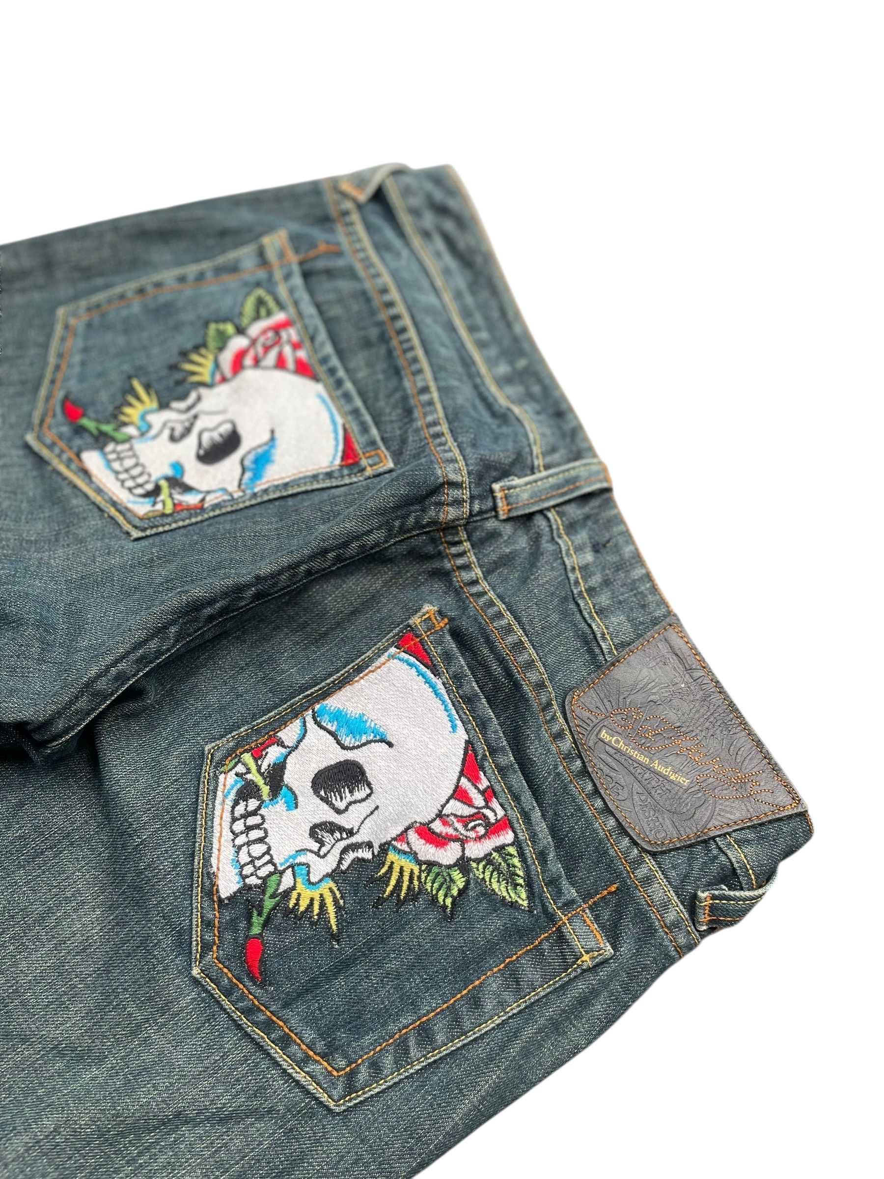 Ed Hardy Ed Hardy by Christian Audiger Skull Emboiderey Denim Size 30" / US 8 / IT 44 - 6 Thumbnail