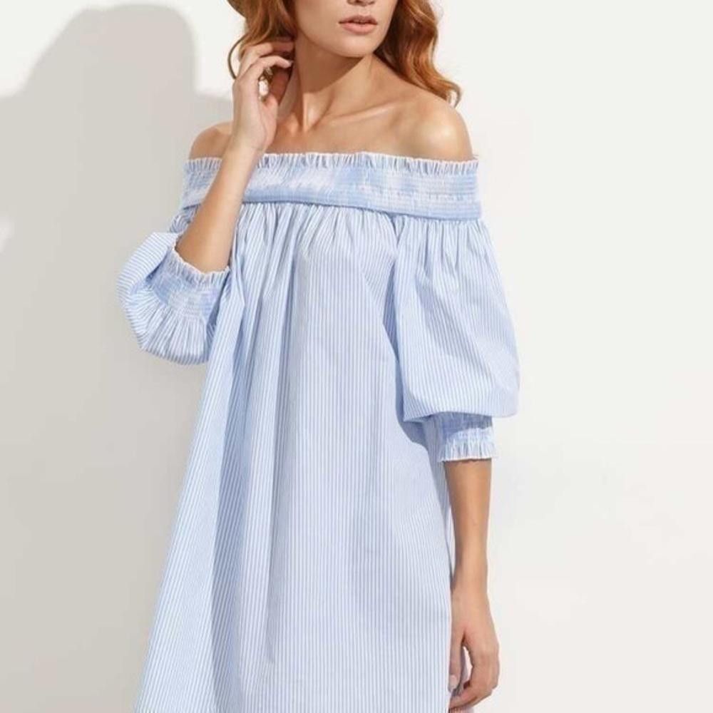 Shein Bardot Bishop Sleeves Cutout Self Tie Back dress Size S / US 4 / IT 40 - 2 Thumbnail