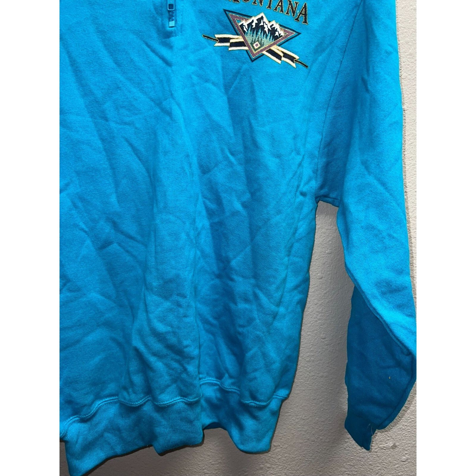 Jerzees Vintage Montana Sweatshirt 1/4 Zip Blue Crewneck 90s M Size US M / EU 48-50 / 2 - 4 Thumbnail