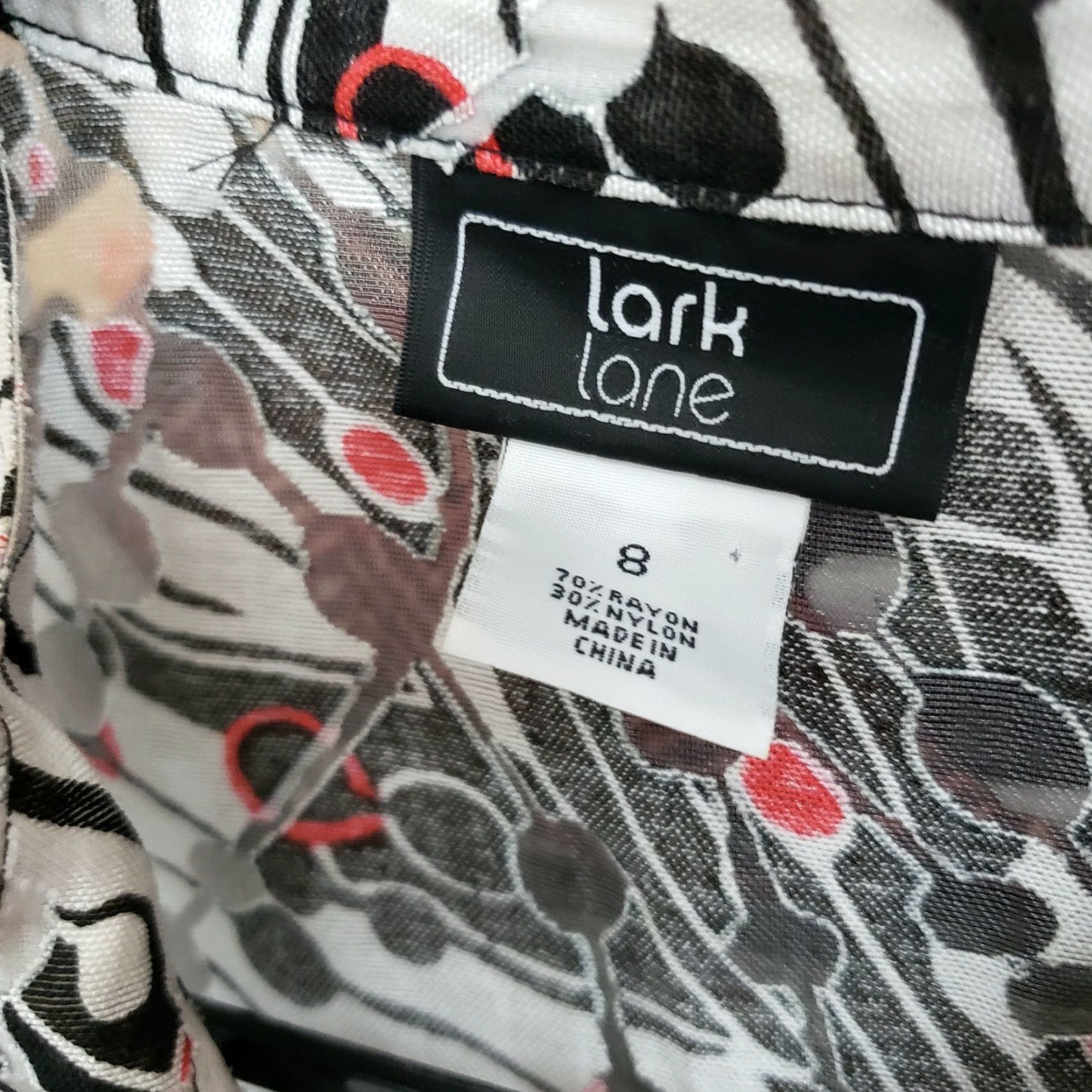 Vintage Lark Lane Womens Top Sz 8 Black Red Button Front Burnout 3/4 Sleeve Rayon Blend Size M / US 6-8 / IT 42-44 - 5 Thumbnail