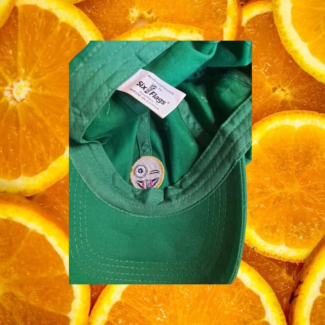 Other Six Flags Green Winky Smiley Face Adjustable Hat Size ONE SIZE - 3 Thumbnail