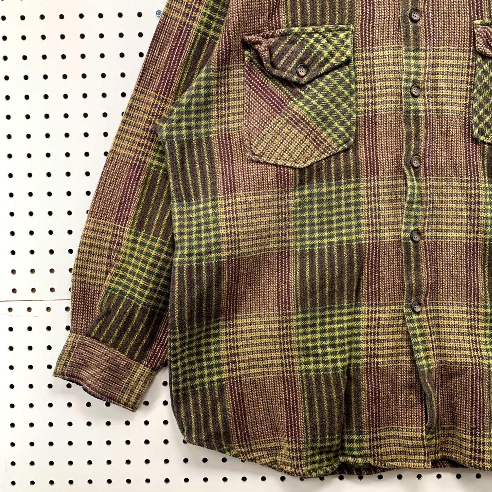 Vintage Hardwear By Silenzo Flannel Shirt Men XL Brown Knit Heavyweight Button Size US XL / EU 56 / 4 - 3 Thumbnail