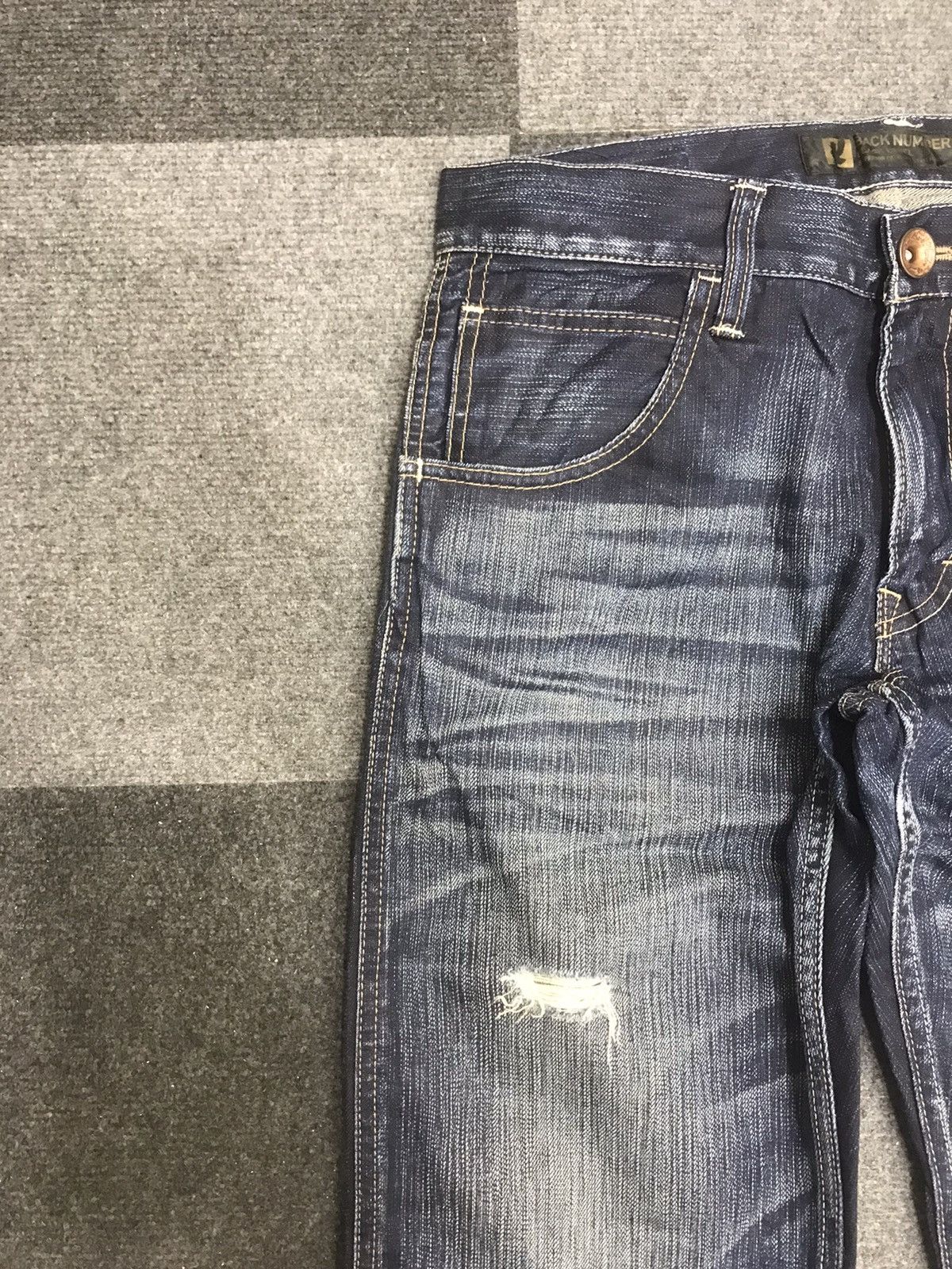 Japanese Brand BACK NUMBER Distressed Buckle Back Jeans Size US 31 - 5 Thumbnail