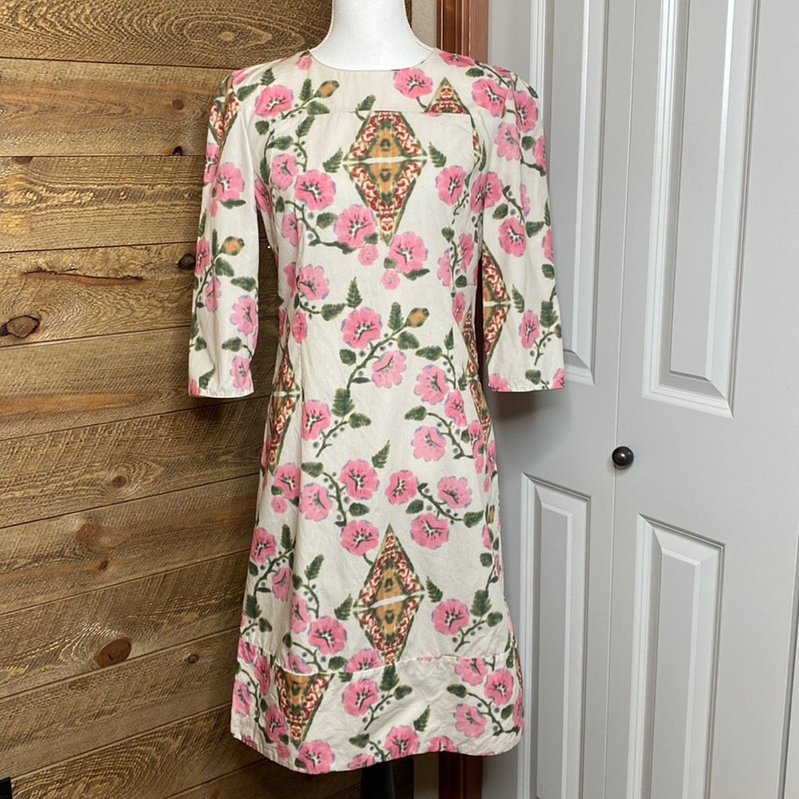 Marni Marni A-Line Dress Pink Floral Poplin Size 40/ US 4 Size S / US 4 / IT 40 - 2 Thumbnail