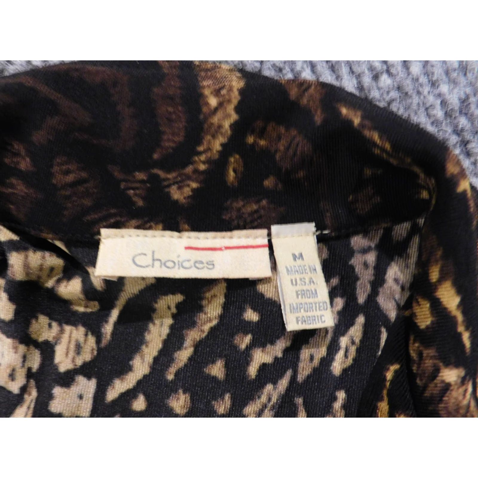 Vintage Choices Blouse Womens M Brown Crew Neck Pullover Stretch 3/4 Sleeve Floral Rayon Lyocell Button Casual Basic Regular Vintage No Size M / US 6-8 / IT 42-44 - 4 Thumbnail
