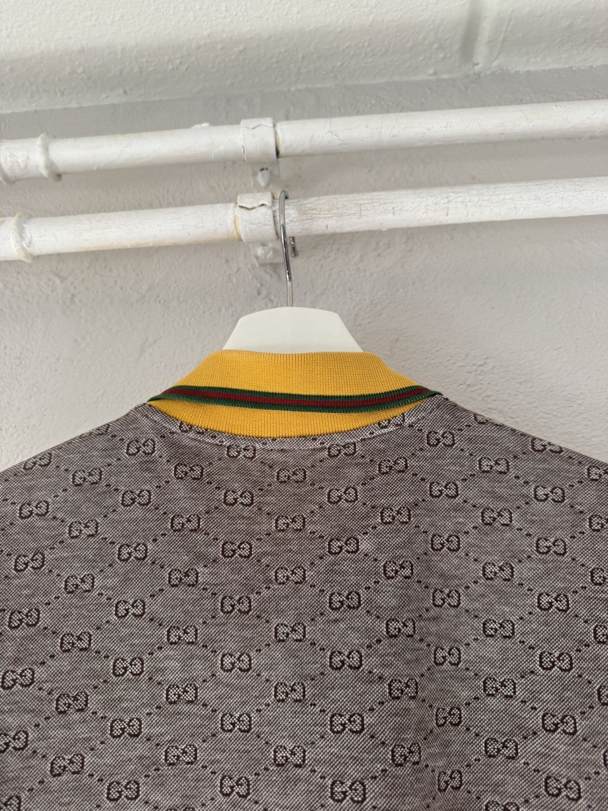 Gucci Monogram Cotton Polo with Yellow Tipped Collar Size US L / EU 52-54 / 3 - 10 Thumbnail