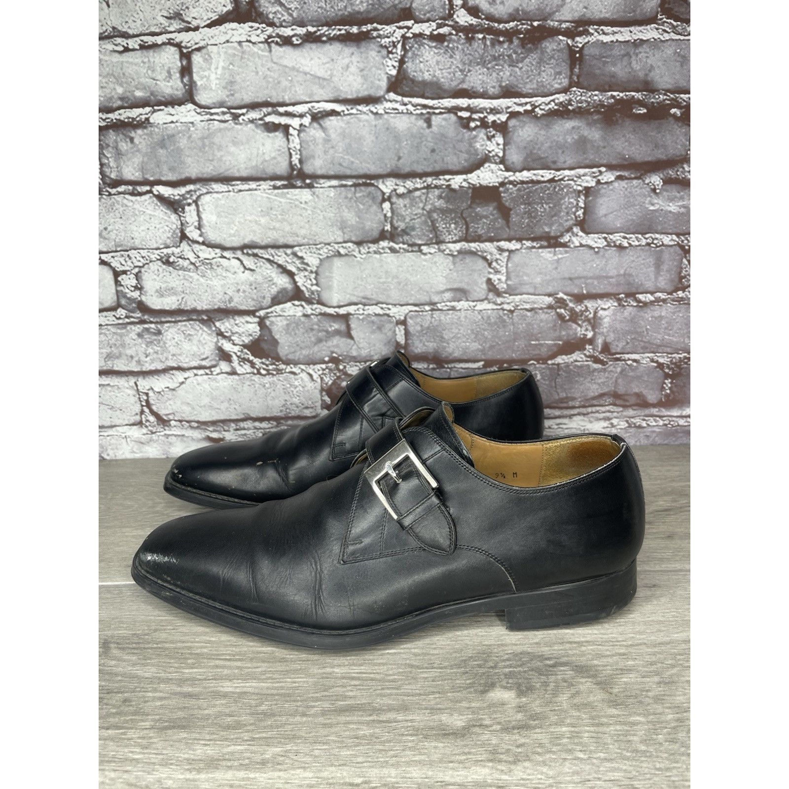 Magnanni Magnanni Black Leather Buckle Monk Strap Loafers Dress Shoes Size US 9.5 / EU 42-43 - 22 Thumbnail