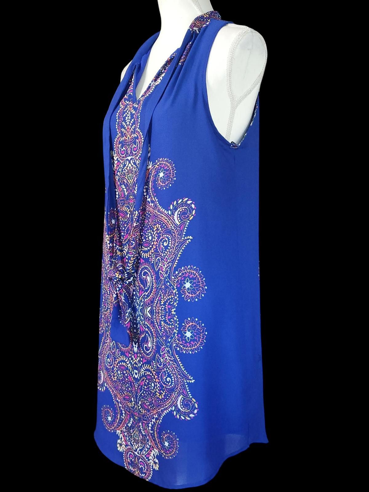 Other Allison Joy Blue Sleeveless Midi Dress w/Intricate Pattern Size M / US 6-8 / IT 42-44 - 5 Thumbnail