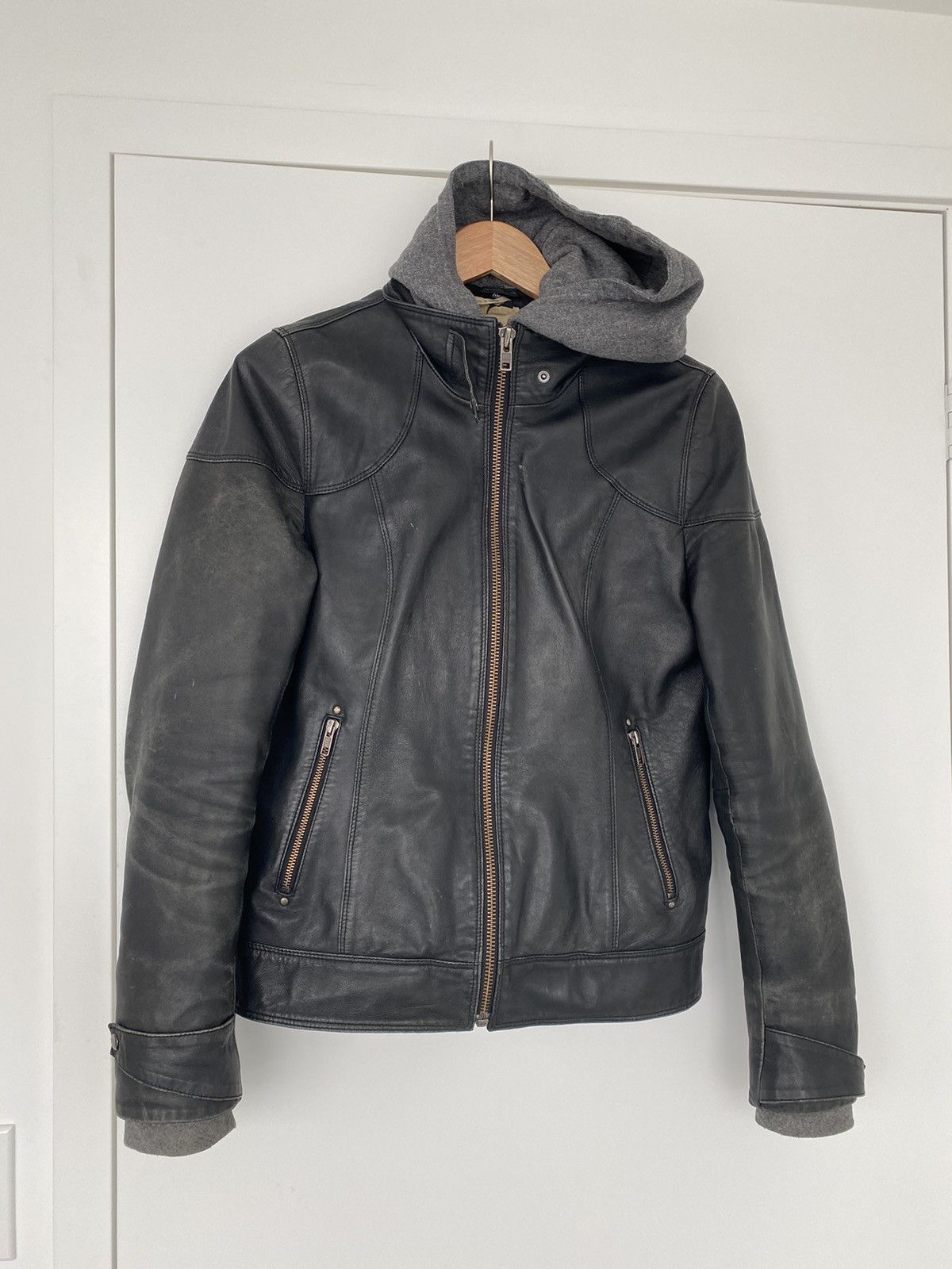 image of Individual Vintage Layered Leather Jacket in Black, Men's (Size Medium)