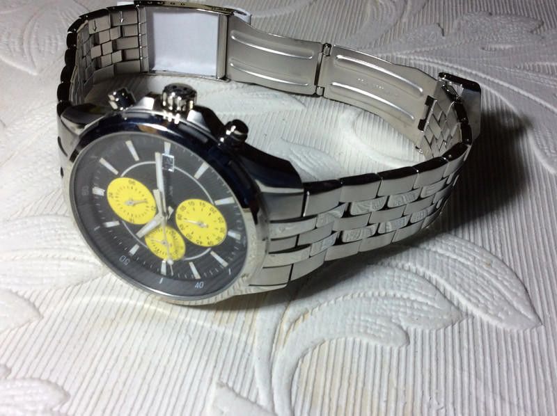 Designer Accurist Mens Black yellow dial stainless steel watch Size ONE SIZE - 7 Thumbnail