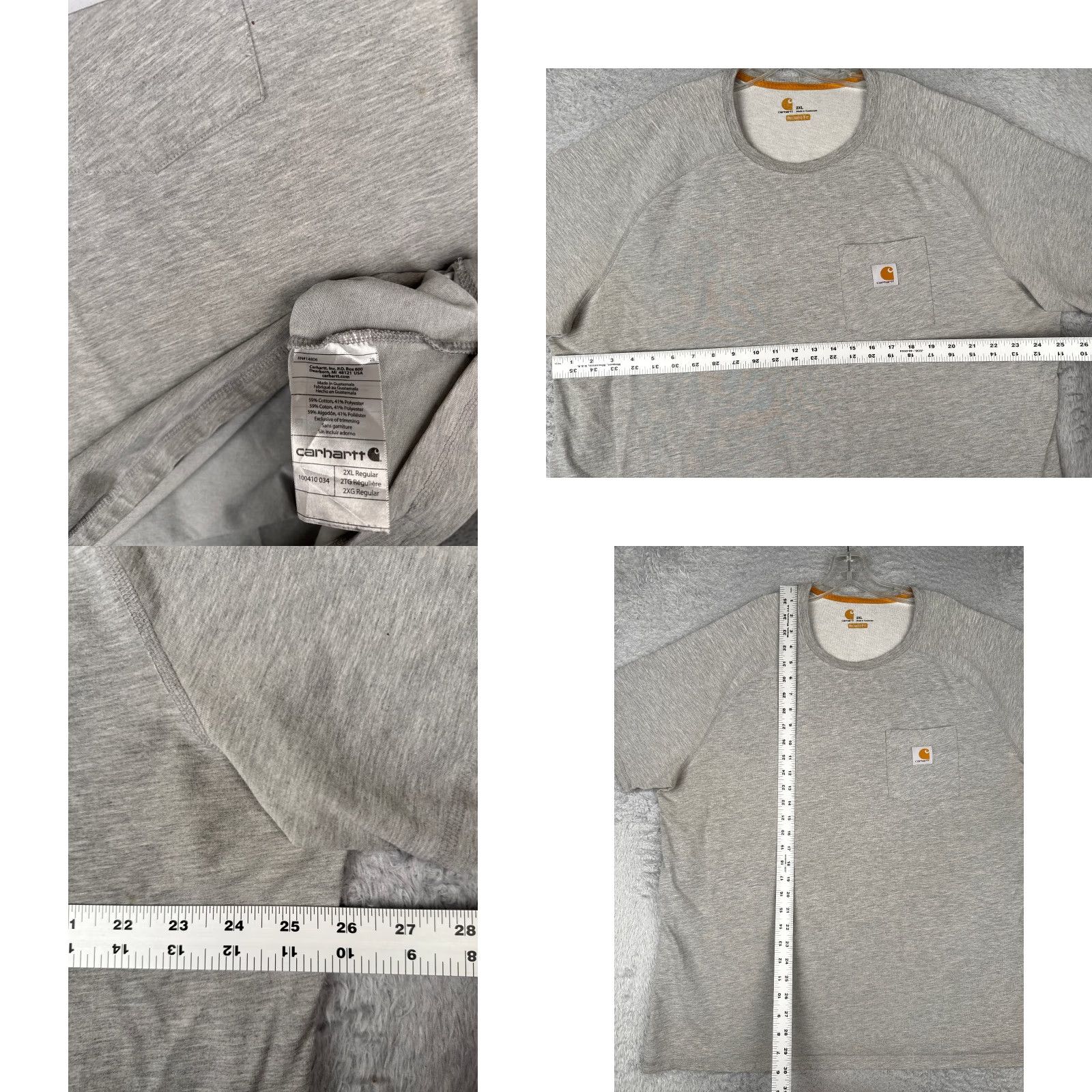 Carhartt Carhartt Mens T-Shirt 2XL Gray Short Sleeve Crew Neck Pocket Cotton Blend Vintage No Size US XXL / EU 58 / 5 - 8 Thumbnail