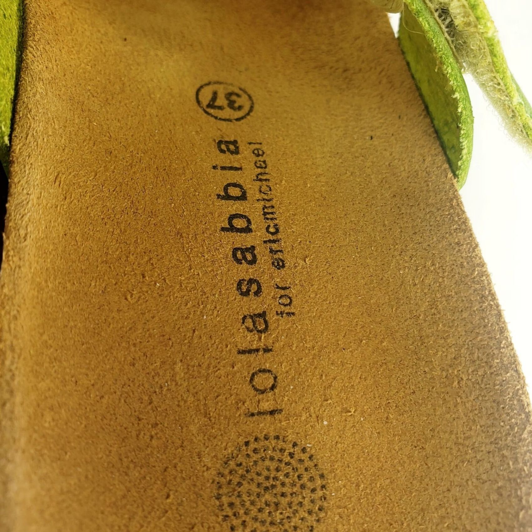Vintage Lola Sabbia Lily Avocado Green Cork Bed Wedge Slide Sandals US 6-6.5 Leather Velcro Adjustable Strap Women Size US 6.5 / IT 36.5 - 6 Thumbnail