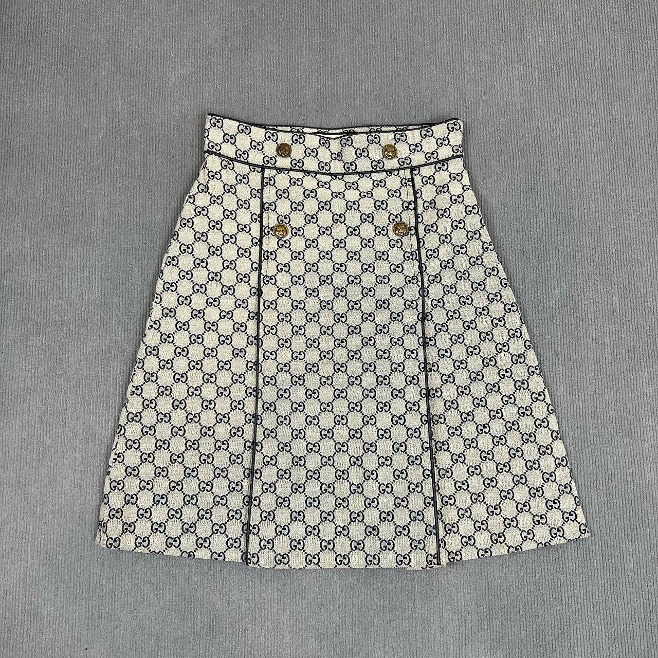 Gucci Gucci GG Logo Print A-Line Skirt Size 38 Size 26" / US 2 / IT 38 - 1 Thumbnail