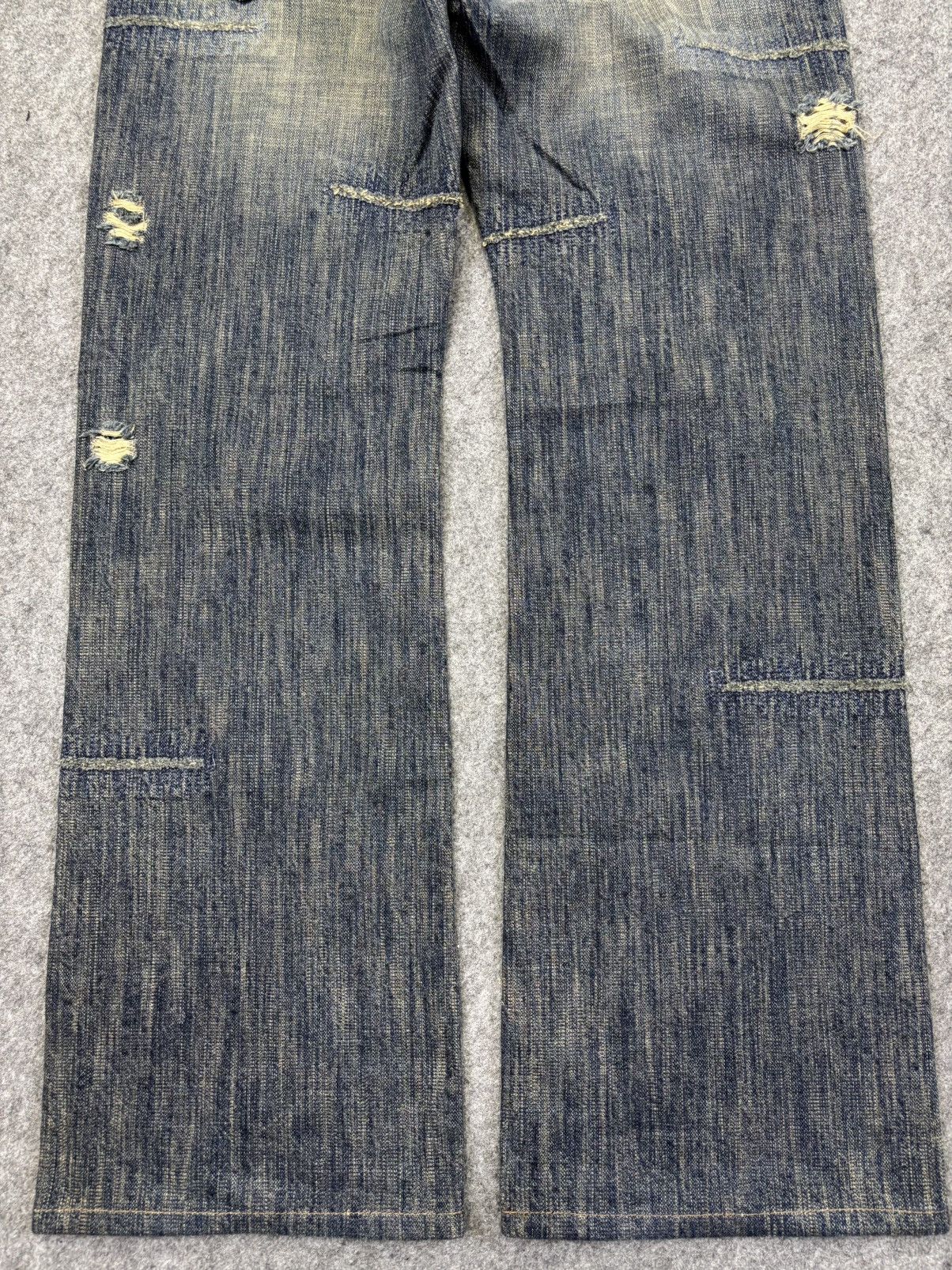 Japanese Brand 💥Insane Patchwork Style💥Bartack Distressed Denim K24 Size US 31 - 12 Thumbnail