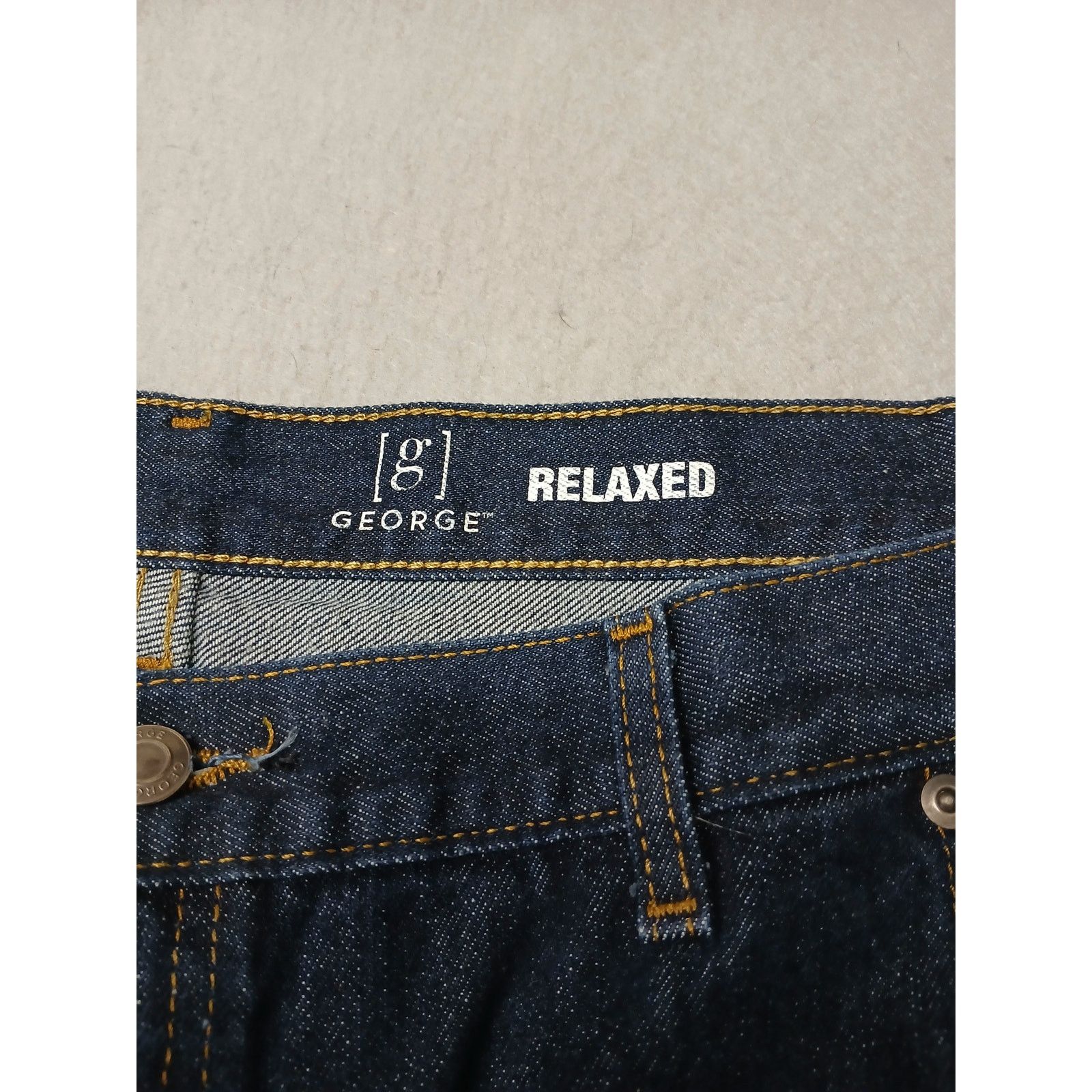 George George (50x30) Men's Straight Leg Relaxed Blue Denim Jeans Size US 34 / EU 50 - 8 Thumbnail