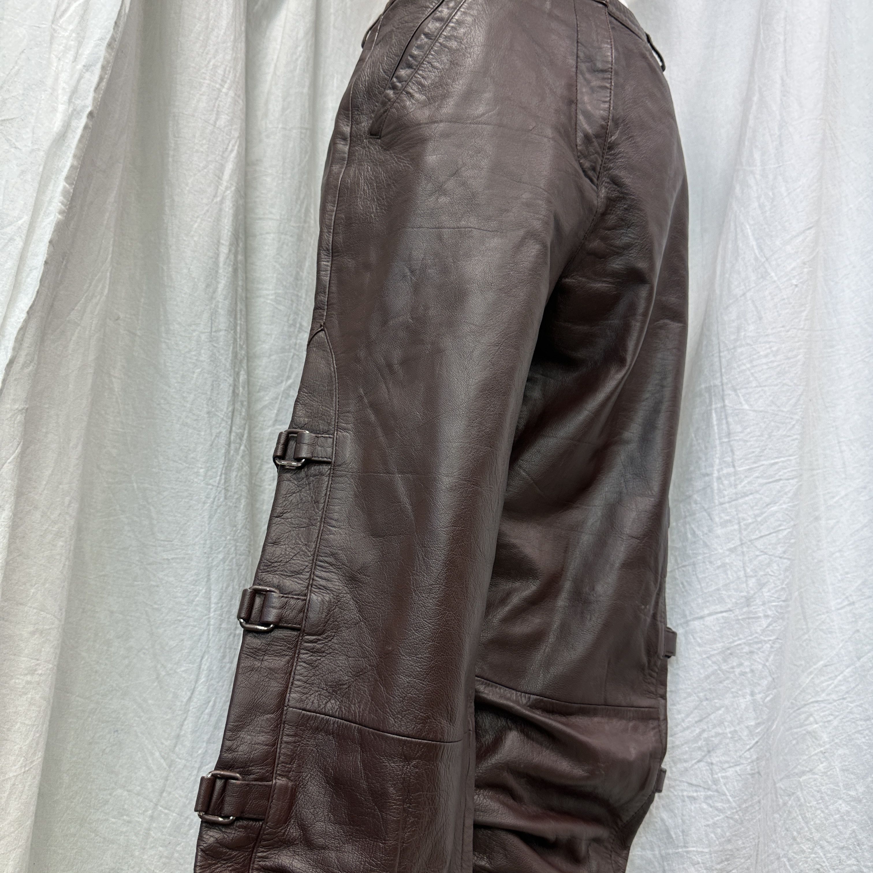 Vintage Vintage Avant Garde Grunge Leather Buckled Pants Y2K Size 26" / US 2 / IT 38 - 3 Thumbnail