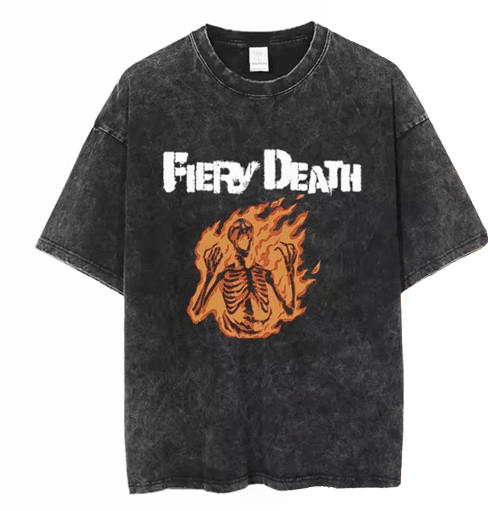 Japanese Brand Streetwear Y2K Gothic Skeleton Skull Fire Gym Washed T-Shirt Size US XL / EU 56 / 4 - 1 Thumbnail