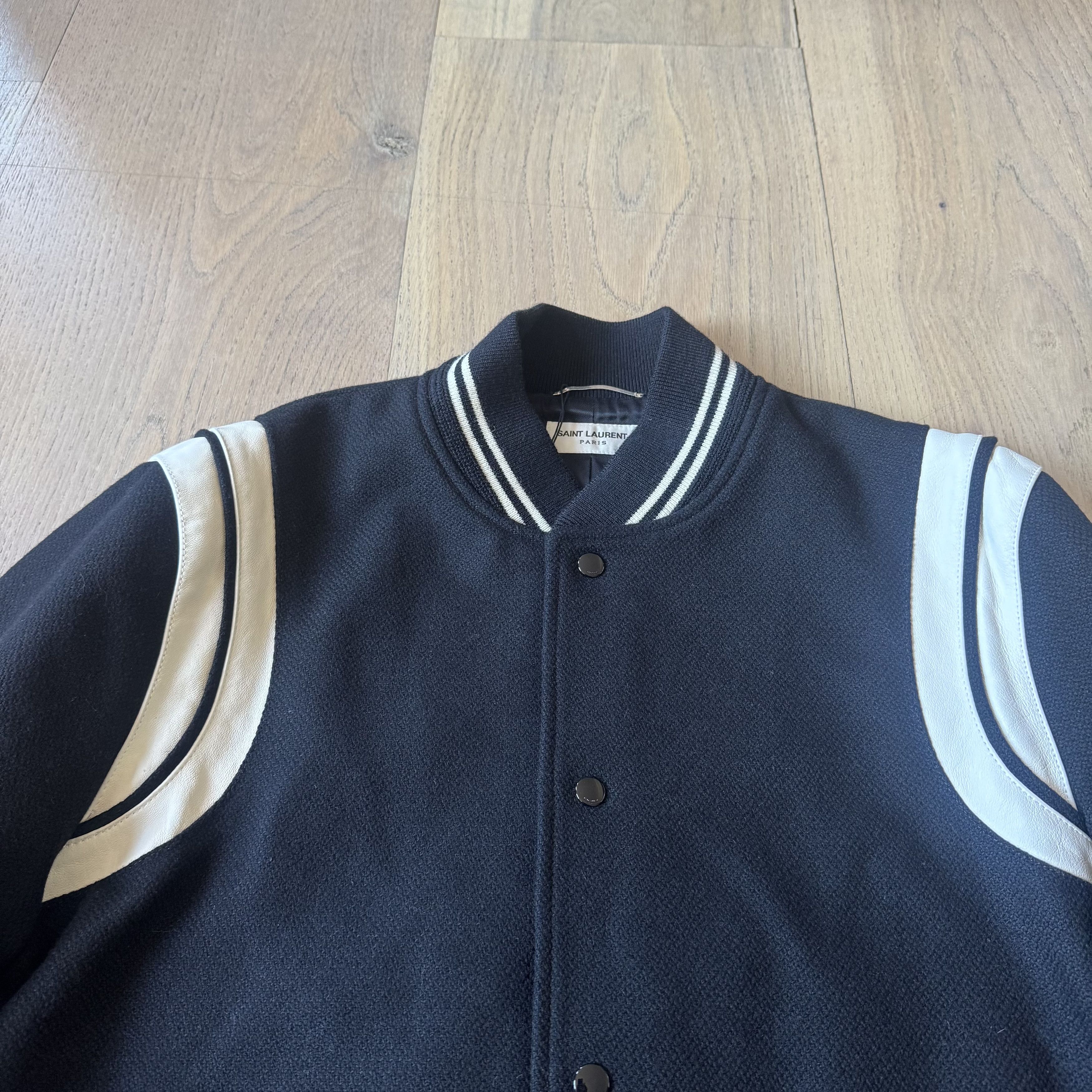 Saint Laurent Paris Saint Laurent Paris - Teddy Bomber Jacket - Black / White Size US XL / EU 56 / 4 - 4 Thumbnail