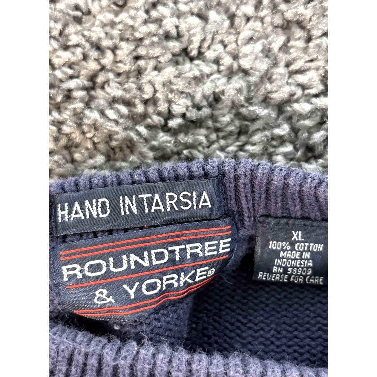 Roundtree & Yorke VINTAGE Roundtree & Yorke Sweater Mens XL Diamond Golf Hand Intarsia Knit Cosby Blue Classic 90s Preppy Knits Pullover Size US XL / EU 56 / 4 - 4 Thumbnail