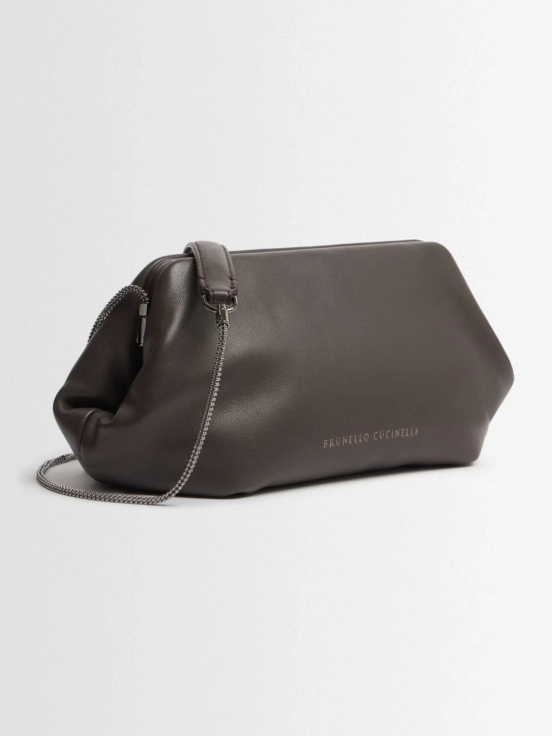 Brunello Cucinelli BRUNELLO CUCINELLI Testa Moro Gray Leather Clutch Size ONE SIZE - 2 Thumbnail