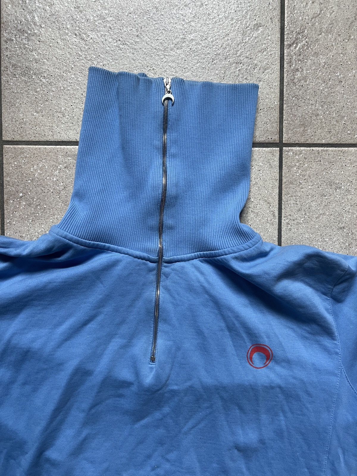 Marine Serre Marine Serre Quarter-Zip Turtleneck Sweater - Blue (Size L) Size US L / EU 52-54 / 3 - 3 Thumbnail