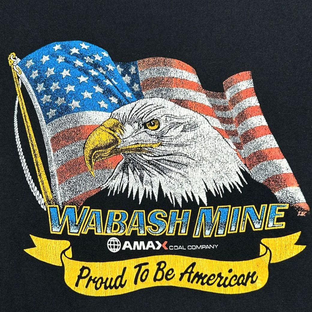 Jerzees VINTAGE Wabash Mine Shirt Jerzees Black Eagle American Flag Amax USA 80s Shirt Mens XL Black Eagle Flag 80s USA Size US L / EU 52-54 / 3 - 2 Thumbnail