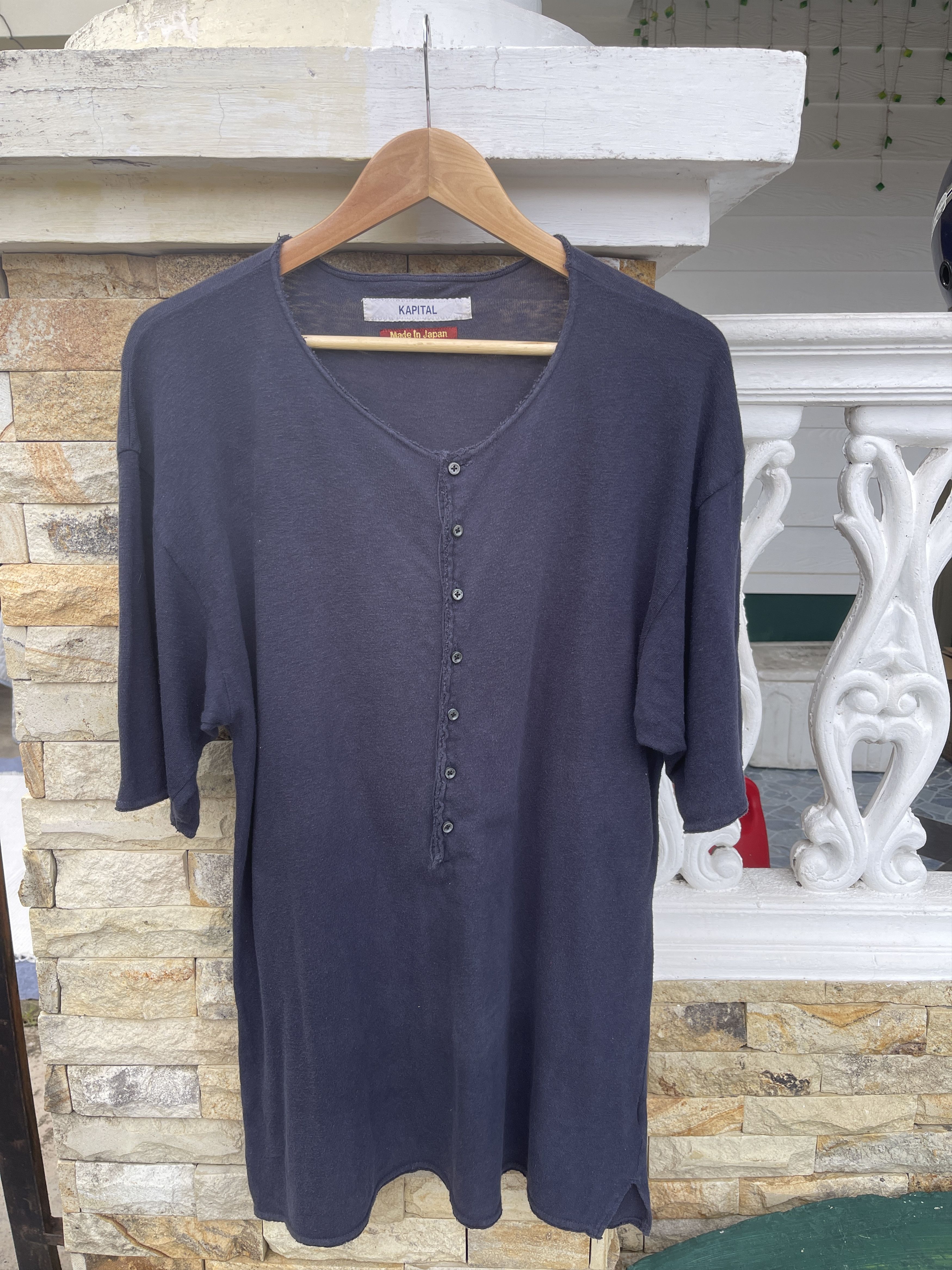 Kapital Last Drop🔥Rare🔥Vintage KAPITAL Henley T-Shirt Size US L / EU 52-54 / 3 - 3 Thumbnail