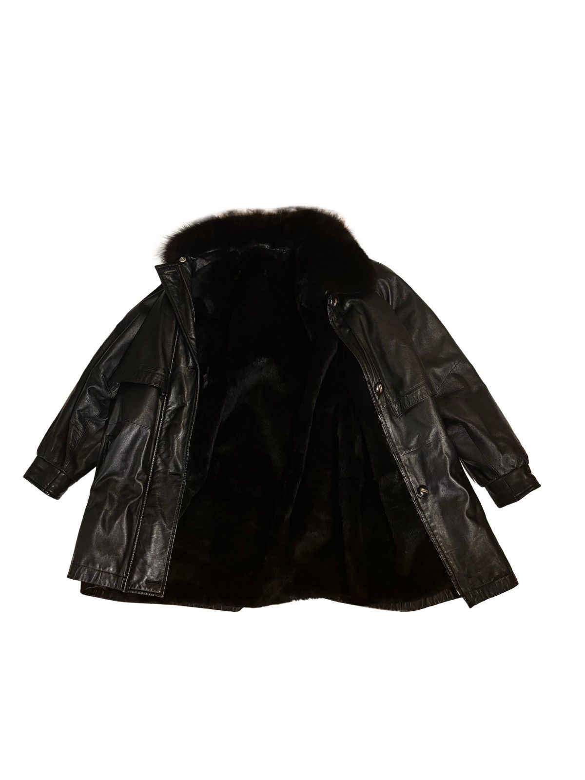 Nina Ricci Women’s black leather Jacket with fur collar Size XXL / US 16-18 / IT 52-54 - 9 Thumbnail