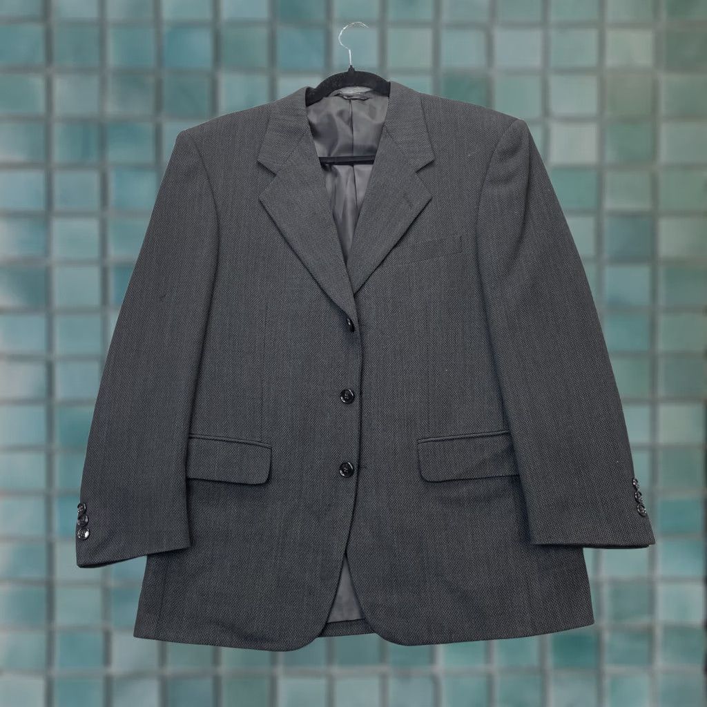 Jones New York VINTAGE Jones New York Blazer Gray Jacket Coat Mens 38S Textured Wool Business Size 38R - 1 Thumbnail