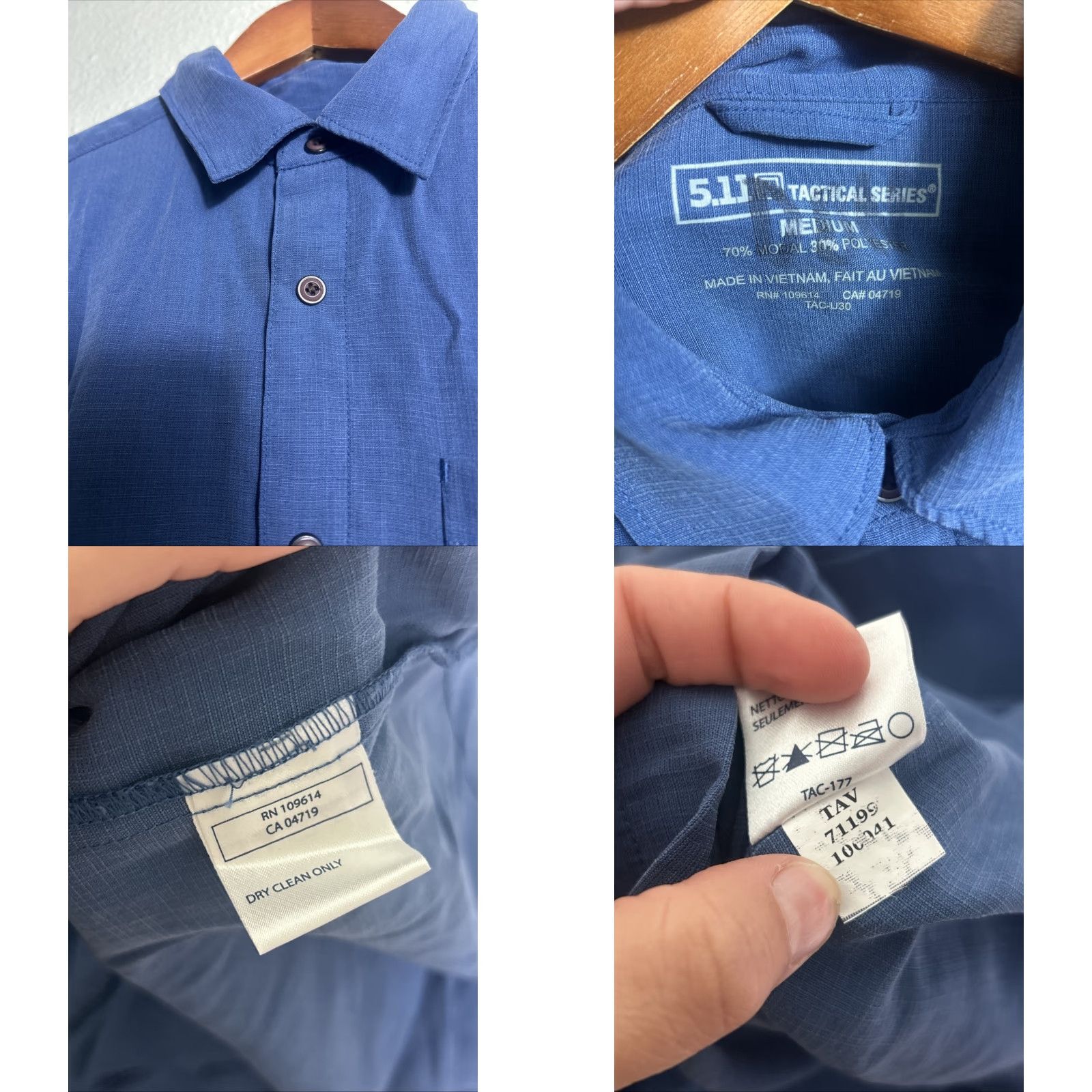 Vintage 511 Tactical Mens M Short Sleeve Button-Up Shirt Blue Modal Snap Button Shirt Size US M / EU 48-50 / 2 - 8 Thumbnail
