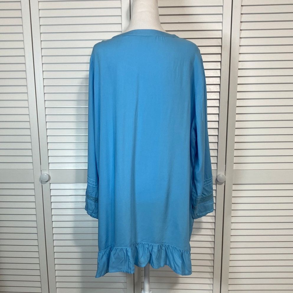 Other Tantrums Vintage Blue Boho Shabby Chic Tunic Blouse Women XL Size XL / US 12-14 / IT 48-50 - 2 Thumbnail