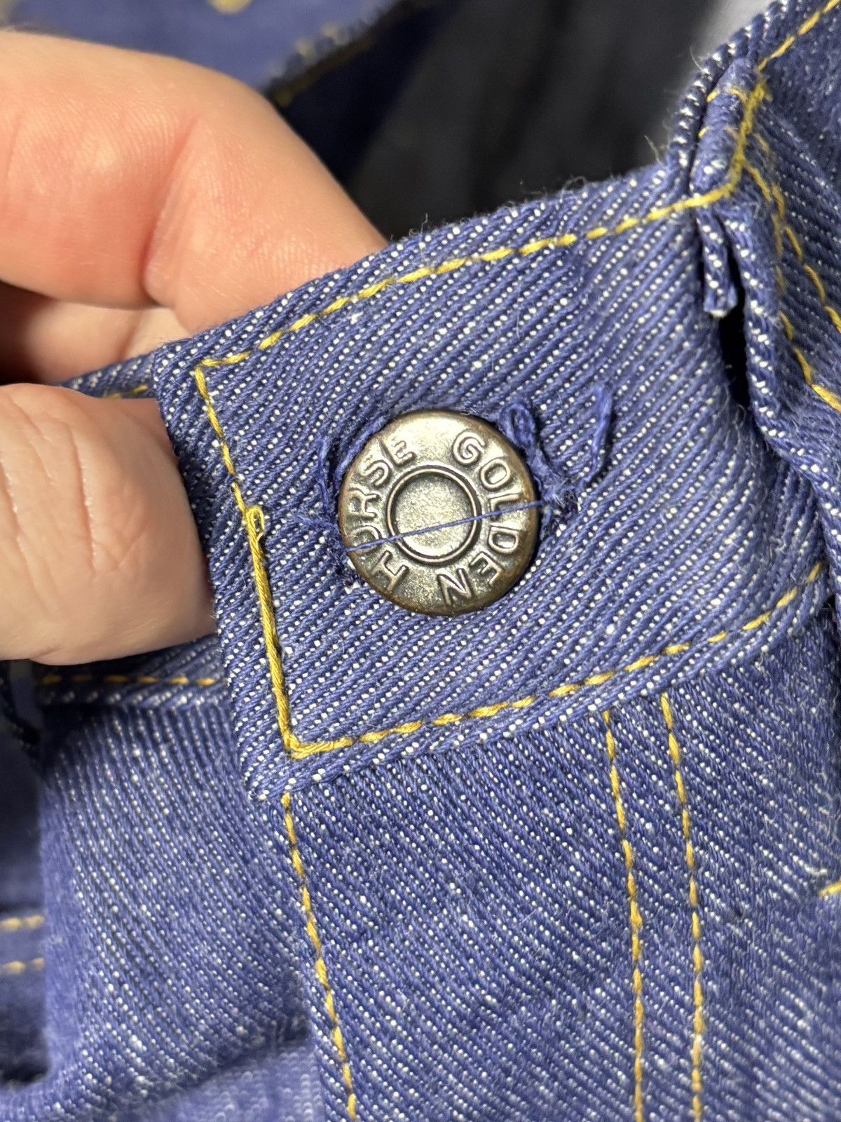 Vintage 1970s Flared Jeans Vintage Dark Wash Golden Horse Bell Botto Size 26" / US 2 / IT 38 - 9 Thumbnail