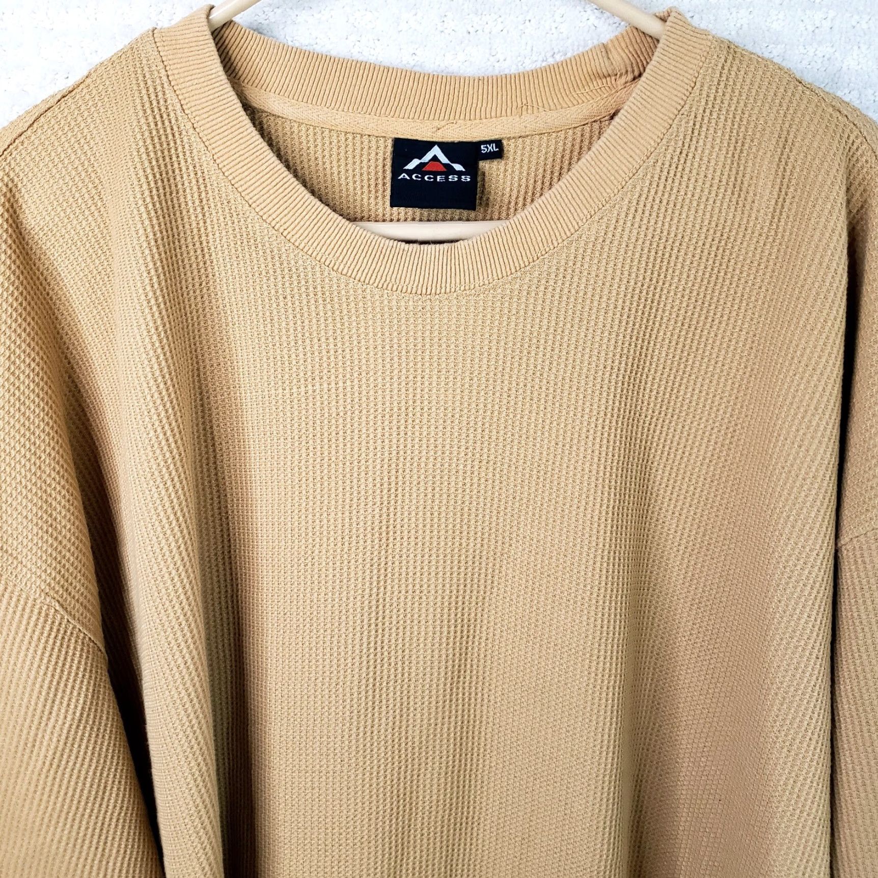 Vintage Access T-Shirt 5XL Long Sleeve Crew Neck Waffle Knit Thermal Camel Tan Big & Tall Mens Size US XXL / EU 58 / 5 - 3 Thumbnail