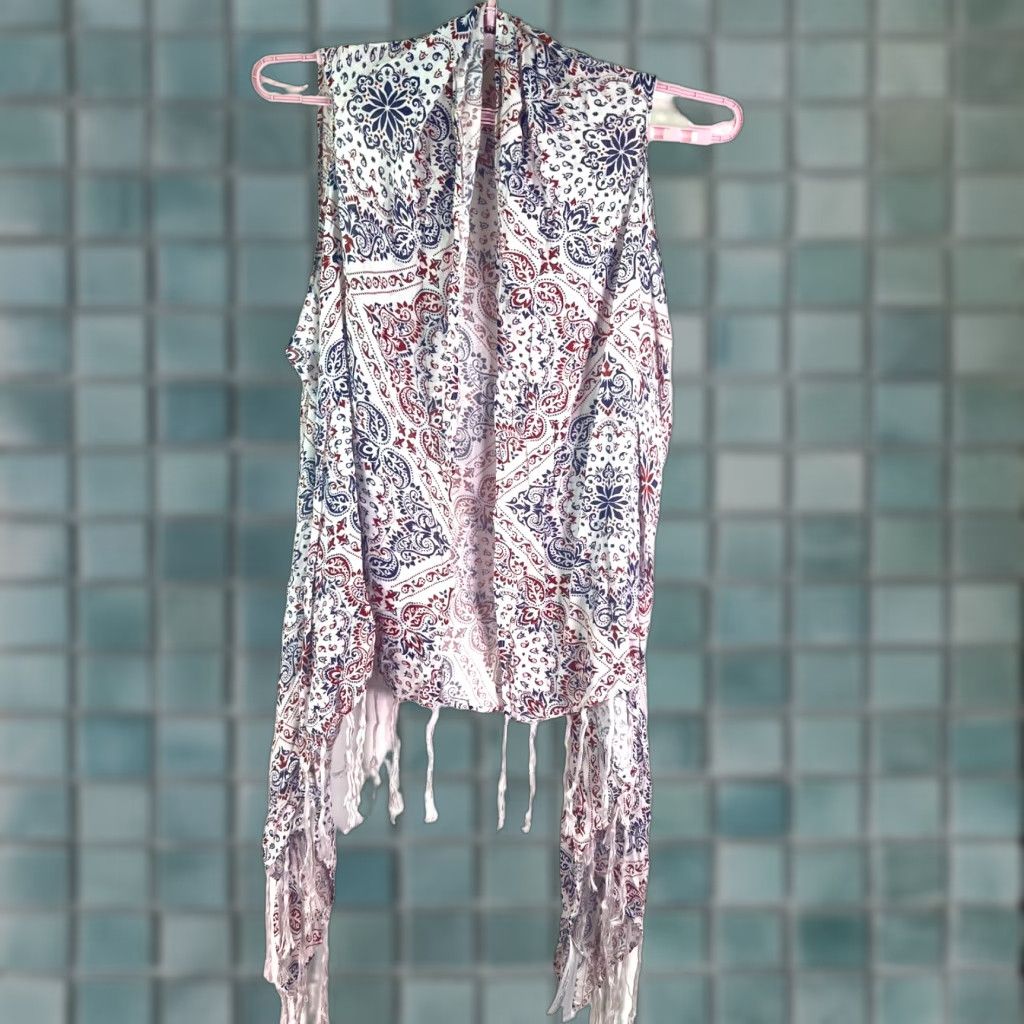 Ariat Ariat Texas Heat Floral Kimono Vest Womens One Size Multicolor Fringe Lightweight Casual Aztec Size ONE SIZE - 1 Thumbnail