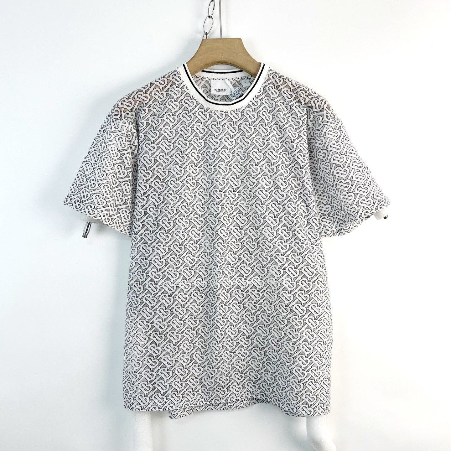 Burberry Burberry TB Logo Mesh Short-Sleeve Top Size S / US 4 / IT 40 - 1 Thumbnail