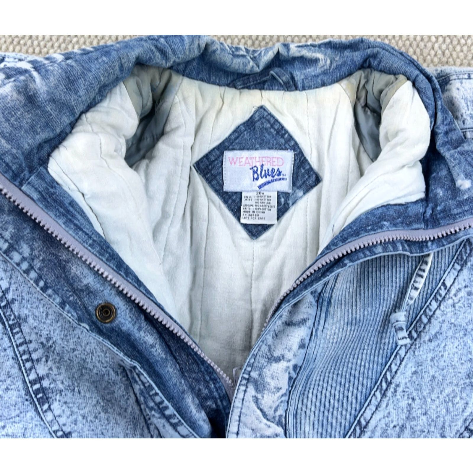Denime VINTAGE Weathered Blues Denim Jacket Women 20W Casual Bomber Coat Fall Winter Spring Oversized Blue 80s 90s Size 3XL / US 20-22 - 3 Thumbnail