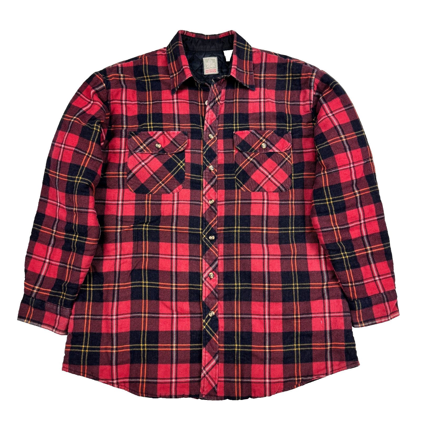 Flannel Quilted Lined Flannel Shacket Shirt Jacket Red Plaid Size US XL / EU 56 / 4 - 1 Thumbnail